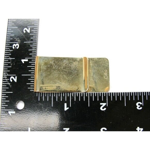 Calibri Gold Tone Floral Etched Monogramable Money Clip Stainless Steel Wallet - Picture 6 of 8